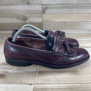 Allen Edmonds Shoes Bridgeton Mens 10 Wingtip Tassel Loafers Burgundy Leather